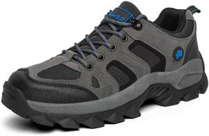 Мужские походные кроссовки водонепроницаемые противоскользящие для активного отдыха, треккинга, прочные кроссовки для прогулок по тропам, альпинизма, кемпинга, походов с рюкзаком и путешествий Qacksv, серый