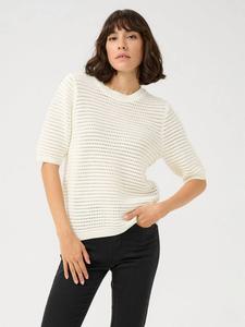 Джемпер открытой вязки с коротким рукавом ry KAFFE, кремовый