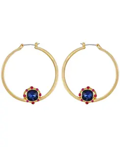 Серьги-Кольца золотистого оттенка со стеклянными камнями Guess, gold