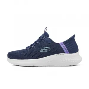 Дышащие легкие низкие повседневные кроссовки Женские Navy Skechers, Marine Blue