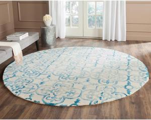 Ковер SAFAVIEH, 214 x 214 см, Dip Dye Collection, Ivory & Turquoise, ручной работы марокканский акварельный шерстяной, идеально для помещений с высокой проходимостью в гостиной, спальне (DDY711H)