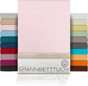 Простыня на резинке BEAUTEX из гребенного хлопка, трикотаж премиум-класса 160 г/м², размер и цвет на выбор, 160x200 см, розовая, тип матраса: пружинный блок