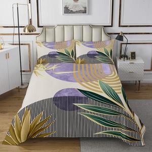 Erosebridal Комплект постельного белья Mid Century в стиле бохо с абстрактным геометрическим узором фиолетово-золотого оттенка, Purple Gold