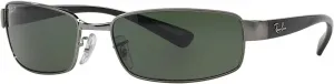 Солнцезащитные очки Ray-Ban RB3364 с металлическими поляризованными линзами, прямоугольной формы, Gunmetal/Polarized Green
