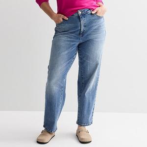 Джинсы прямые с высокой посадкой Plus size curvy Sonoma Goods For Life, Medium Wash