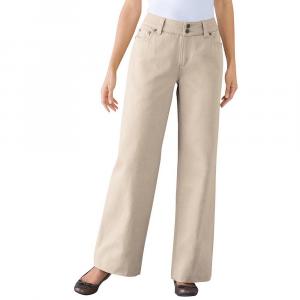 Женщина в женских джинсах с широкими штанинами из идеального хлопка для миниатюрных размеров больших размеров Woman Within, цвет Natural Khaki