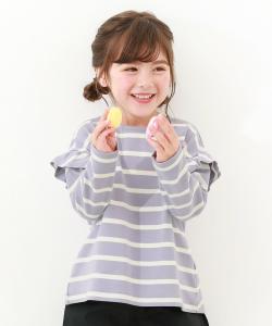 Мягкая и эластичная футболка с длинными рукавами в полоску, окрашенная пряжей, с оборками на плечах.