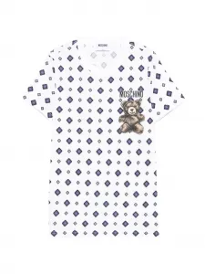 Хлопковая футболка с принтом мишки Moschino, белый