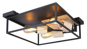 Потолочный светильник Globo, 44x44x14,5 см, натуральный/черный