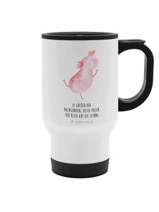 Термокружка Аксолотль танцует с надписью в белом Mr. & Mrs. Panda