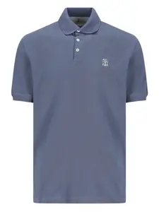 Поло с вышитым логотипом Brunello Cucinelli, синий