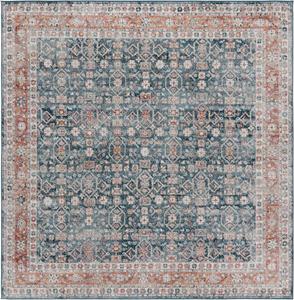 Ковер SAFAVIEH, 201 x 201 см, Vintage Tabriz Collection, круглый, Blue/Rust, геометрический рисунок, идеален для помещений с высокой проходимостью в гостиной, спальне, столовой (VTA202N)