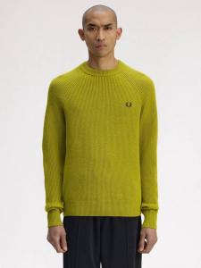 Джемпер с круглым вырезом и регланными рукавами из шерсти Fred Perry, Tennis Bl Yellow