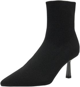 Женские кожаные ботильоны на высоком каблуке с острым носком в винтажном стиле Generic, Black