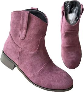 Женские замшевые ботильоны средней высоты до середины икры, ботильоны с круглым носком, замшевые, без застежки, с низким каблуком, удобные, свободные ботиночки Generic, Purple