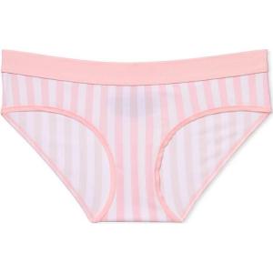 Трусики-хипхагер из хлопка с логотипом Victoria's Secret, принт "Pretty Blossom Stripe", розовая полоска, 1 шт