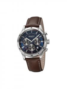 Темно-коричневые аналоговые наручные часы, большие (примерно 41 мм), кожаный ремешок Regent