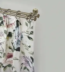 Карниз GARESA "ESPERANCA", 2-х направляющий, желаемая длина, комплект штор в стиле рустик, выдвижной, железо, заглушка, с кольцами 160 см, Ø16мм, цвет antikmessingfarben