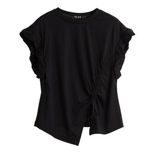 Футболка женская с круглым вырезом, тонкая, прямого кроя ELLE, черный