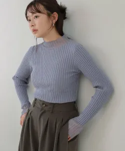 Прозрачный трикотажный топ в рубчик