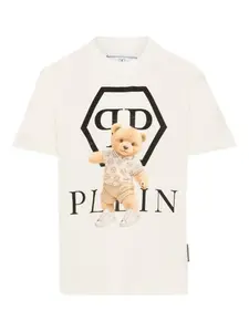 Футболка с короткими рукавами и графическим принтом Philipp Plein Junior, нейтральный