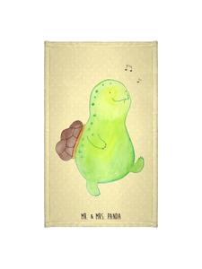 Mr. & Mrs. Panda Гостевое полотенце с изображением черепахи и свистками, без надписей, пастельно-желтого цвета