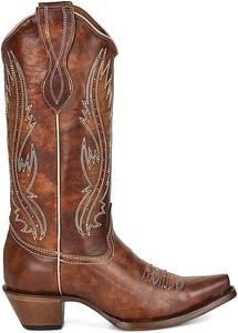 Женские ботинки Corral Ld Tan с вышивкой и заклепками, заостренный носок, повседневные ботинки до середины голени на среднем каблуке 2-3 - коричневые Corral Boots