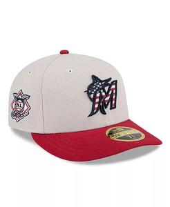 Мужская красная кепка Miami Marlins 2024 Fourth of July Low Profile 59FIFTY Fitted New Era