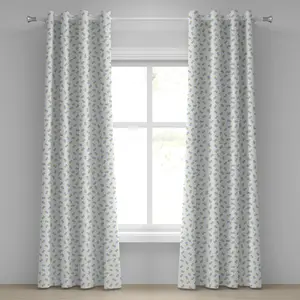 Шторы на люверсах ABAKUHAUS с цветочным узором, абстрактные маленькие весенние цветы с зелеными листьями в винтажном стиле, декоративные двухпанельные шторы, 280 см x 245 см, цвет: фиолетовый, синий, белый, зеленый Abakuhaus