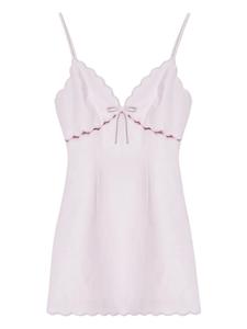 LoveShackFancy Sydow мини-платье с фестончатой отделкой и завязками спереди, розовый