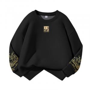 Детский свитшот с круглым вырезом Moderate WARRIOR, [fleece-lined]черный/h middle k+h right sleeve золото-stamped k+h left sleeve hot-stamped k