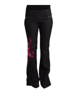 Джинсы-Клеш с вышивкой в виде цветочного узора Exte, черный