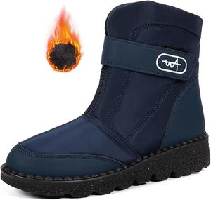 Женские зимние сапоги Zeberfi с теплой меховой подкладкой, водонепроницаемые, с регулируемыми застежками-липучками, повседневные удобные легкие сапоги средней высоты с молнией спереди, Blue
