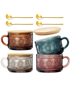 Цветные винтажные кофейные кружки с гвоздями, набор из 4 штук The Wine Savant, multicolor