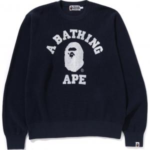 Bape College Waffle Crewneck Sweater A BATHING APE, синий