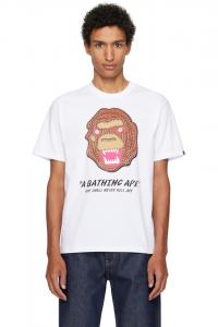 Футболка с сувенирным логотипом в стиле вышивки Bape, белый