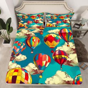 Erosebridal Комплект постельного белья Hot Air Balloon с рисунком радуги и облаков, дышащий материал, Color 01