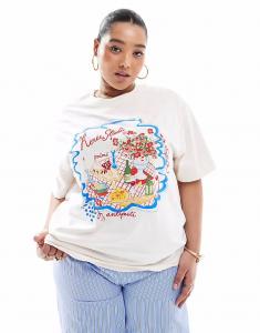 Эксклюзивная футболка Renee Studio Plus с логотипом для пикника белого цвета