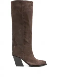 80-миллиметровые остроносые ботинки из телячьей замши Vic Matie, серый