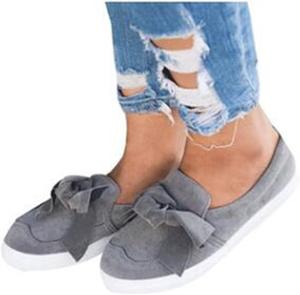 Женские слипоны ZBYY, модные кроссовки, классические балетки, удобная обувь для прогулок, повседневные туфли с бантом, серый