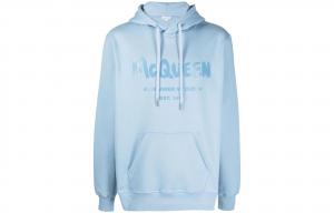 Толстовка с капюшоном и принтом логотипа Alexander McQueen, синий