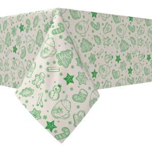 Прямоугольная скатерть, 100 % хлопок, 60x120 дюймов, зеленый праздничный узор по трафарету