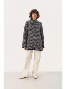 Вязаный свитер LeanaPW свободного кроя из темно-синего жаккарда PART TWO