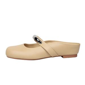 Женские сандалии с закрытым носком, устойчивые к истиранию и запаху, с резиновой подошвой QITUMAUL, Apricot[Heel Height 1Cm]