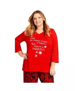 Топ для сна с надписью Plus Size AVENUE, красный