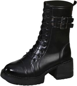 Generic Женские готические ботинки на платформе, винтажные боевые панк-ботинки, ботильоны на массивном каблуке, черные средневековые ботильоны с молнией