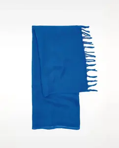 Шерстяной шарф с вышивкой и бахромой, однотонный Parfois, синий