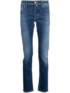 Прямые джинсы с эффектом потертости JACOB COHEN, синий