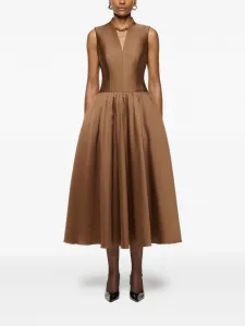 Миди-платье с фактурой тафты Roland Mouret, коричневый