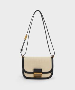 Двухцветная холщовая сумка Charlotte Charles & Keith, цвет Black